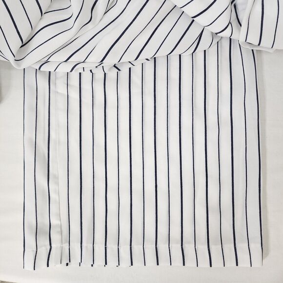 Plush Boutique Jumpsuit Med White Blue Striped Off Shoulder Spaghetti Strap Wide - Picture 8 of 10